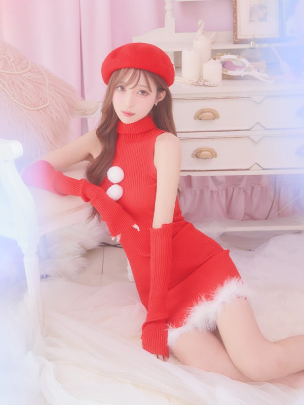 画像7: 【即日発送!】【サンタコス 4点セット】【S-Lサイズ/1カラー】ワンピースドレスサンタ[OF01]