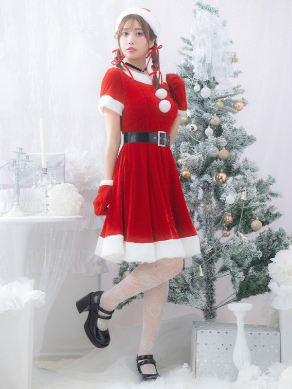 画像3: 【即日発送】【サンタコス 5点セット】【S-Lサイズ/2カラー】シンプルフレアサンタ[HC02]