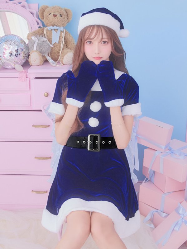 画像1: 【即日発送！】【サンタコス 5点セット】【S-Lサイズ/2カラー】シンプルフレアサンタ[YMT]