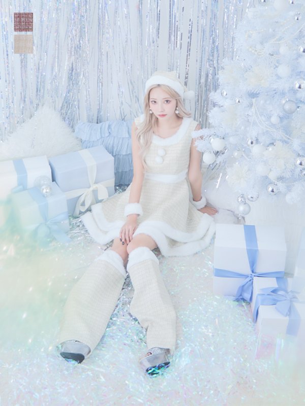 画像13: 即日発送!【サンタコス 5点セット】【S-Lサイズ/3カラー】ツイードチェック2段フレアスカートサンタコスプレ[YMT]