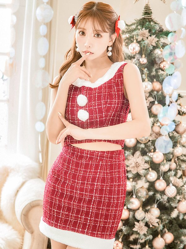 画像21: SALE!【サンタコス 6点セット】【XS-Lサイズ/1カラー】ツイードジャケットチェックセットアップサンタコスプレ[YMT]