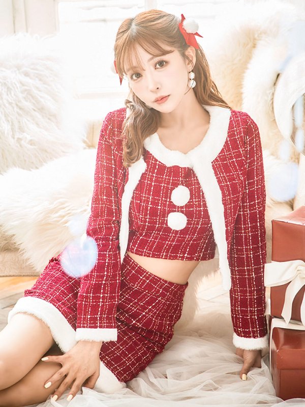 画像23: SALE!【サンタコス 6点セット】【XS-Lサイズ/1カラー】ツイードジャケットチェックセットアップサンタコスプレ[YMT]