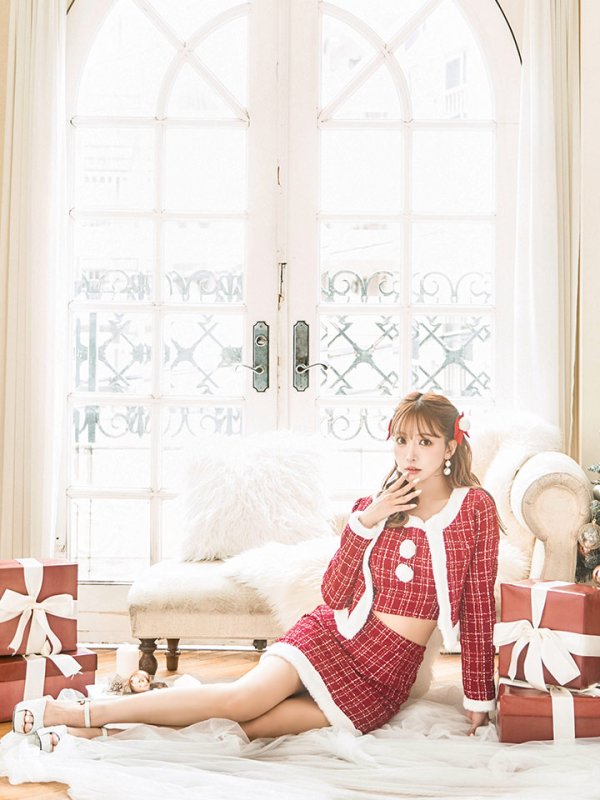 画像24: SALE!【サンタコス 6点セット】【XS-Lサイズ/1カラー】ツイードジャケットチェックセットアップサンタコスプレ[YMT]