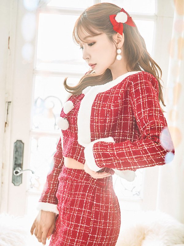 画像26: SALE!【サンタコス 6点セット】【XS-Lサイズ/1カラー】ツイードジャケットチェックセットアップサンタコスプレ[YMT]