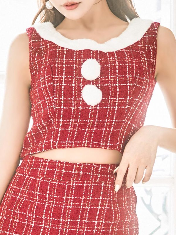 画像7: SALE!【サンタコス 6点セット】【XS-Lサイズ/1カラー】ツイードジャケットチェックセットアップサンタコスプレ[YMT]