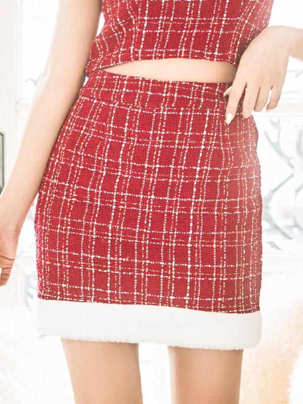 画像8: SALE!【サンタコス 6点セット】【XS-Lサイズ/1カラー】ツイードジャケットチェックセットアップサンタコスプレ[YMT]