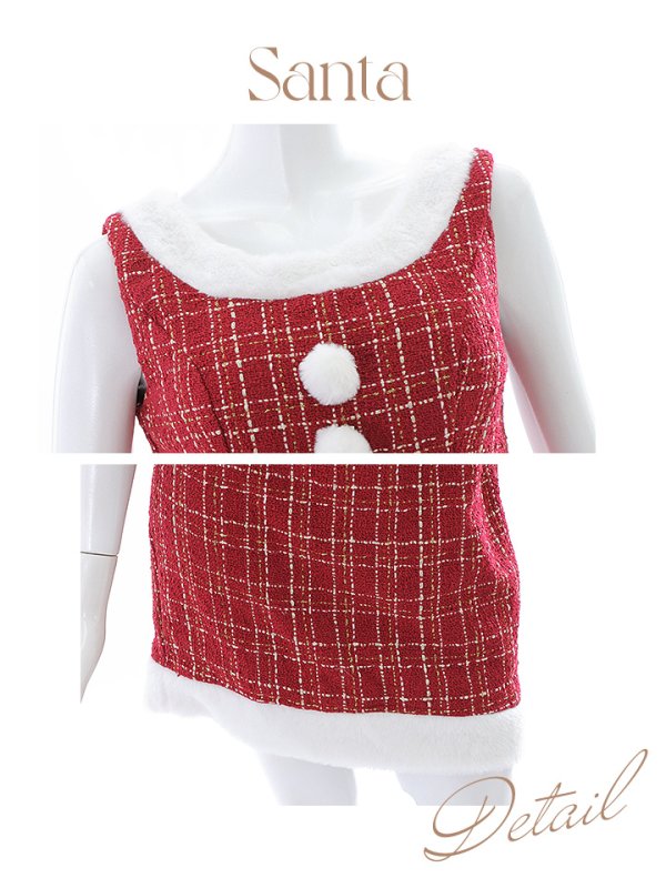 画像37: SALE!【サンタコス 6点セット】【XS-Lサイズ/1カラー】ツイードジャケットチェックセットアップサンタコスプレ[YMT]