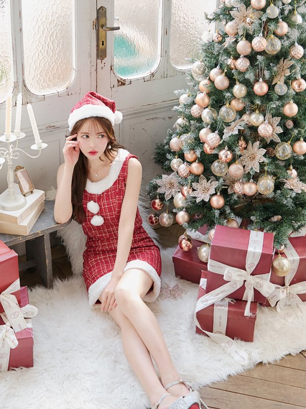 画像32: SALE!【サンタコス 6点セット】【XS-Lサイズ/1カラー】ツイードジャケットチェックセットアップサンタコスプレ[YMT]