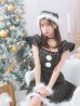 画像1: SALE!【サンタコス 4点セット】【S-Lサイズ/2カラー】チェーンモチーフフロントジップツイードフレアサンタコスプレ[YMT] (1)