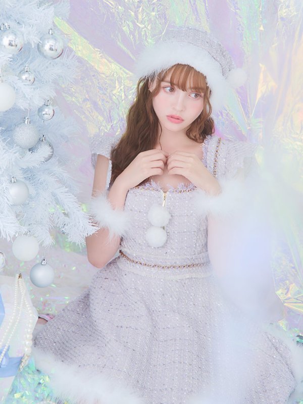 画像24: SALE!【サンタコス 4点セット】【S-Lサイズ/2カラー】チェーンモチーフフロントジップツイードフレアサンタコスプレ[YMT]