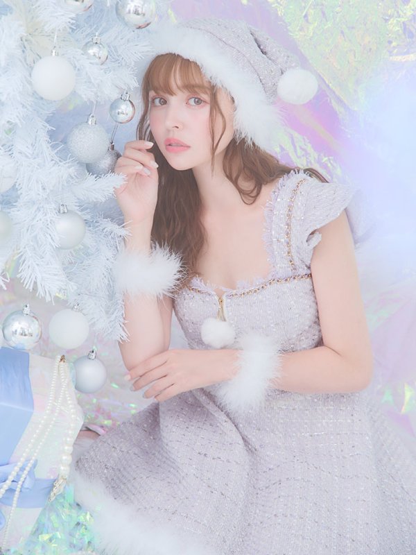 画像25: SALE!【サンタコス 4点セット】【S-Lサイズ/2カラー】チェーンモチーフフロントジップツイードフレアサンタコスプレ[YMT]