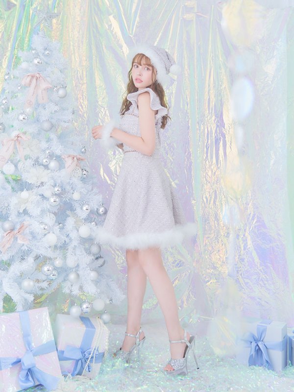 画像26: SALE!【サンタコス 4点セット】【S-Lサイズ/2カラー】チェーンモチーフフロントジップツイードフレアサンタコスプレ[YMT]