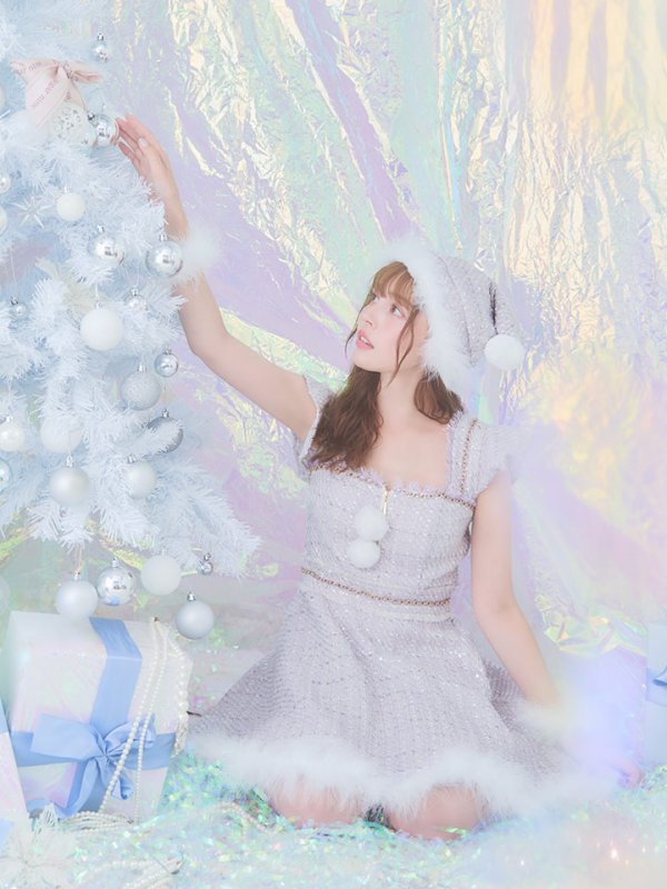 画像29: SALE!【サンタコス 4点セット】【S-Lサイズ/2カラー】チェーンモチーフフロントジップツイードフレアサンタコスプレ[YMT]