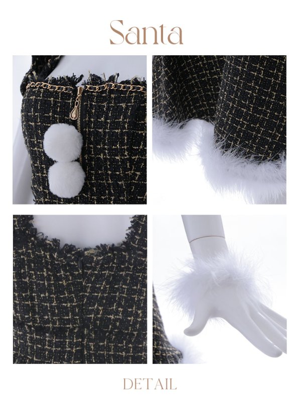 画像37: SALE!【サンタコス 4点セット】【S-Lサイズ/2カラー】チェーンモチーフフロントジップツイードフレアサンタコスプレ[YMT]