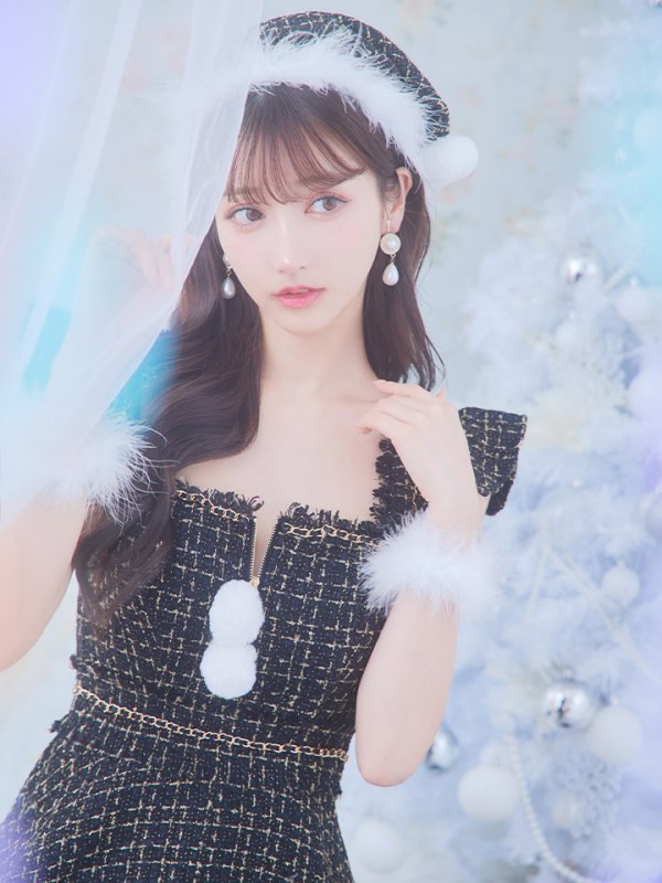 画像11: SALE!【サンタコス 4点セット】【S-Lサイズ/2カラー】チェーンモチーフフロントジップツイードフレアサンタコスプレ[YMT]