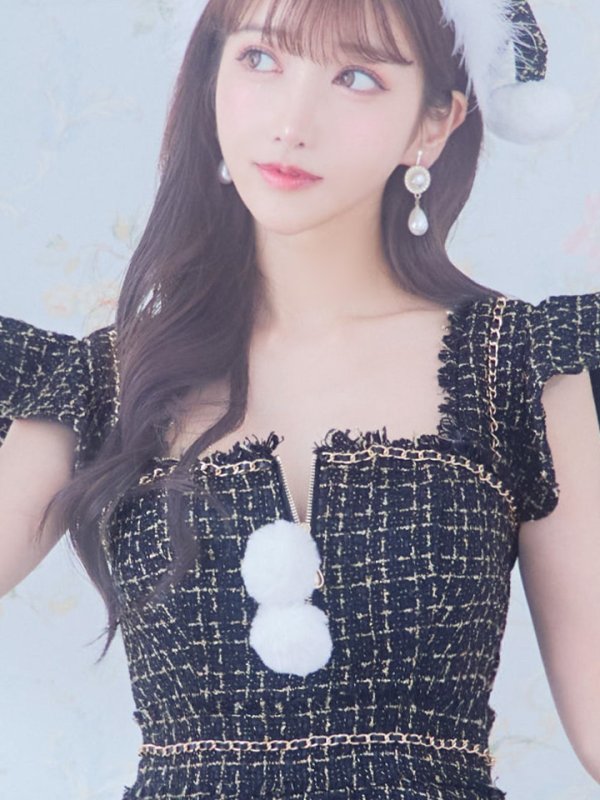 画像17: SALE!【サンタコス 4点セット】【S-Lサイズ/2カラー】チェーンモチーフフロントジップツイードフレアサンタコスプレ[YMT]