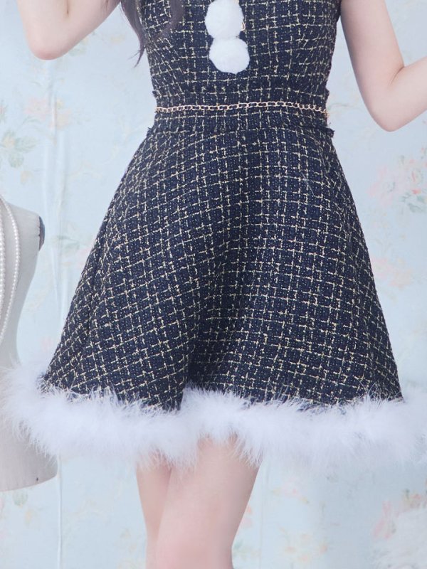 画像18: SALE!【サンタコス 4点セット】【S-Lサイズ/2カラー】チェーンモチーフフロントジップツイードフレアサンタコスプレ[YMT]