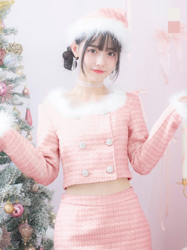 画像6: SALE!【サンタコス 3点セット】【XS-Lサイズ/2カラー】ロングスリーブツイードサンタコスプレ[YMT]