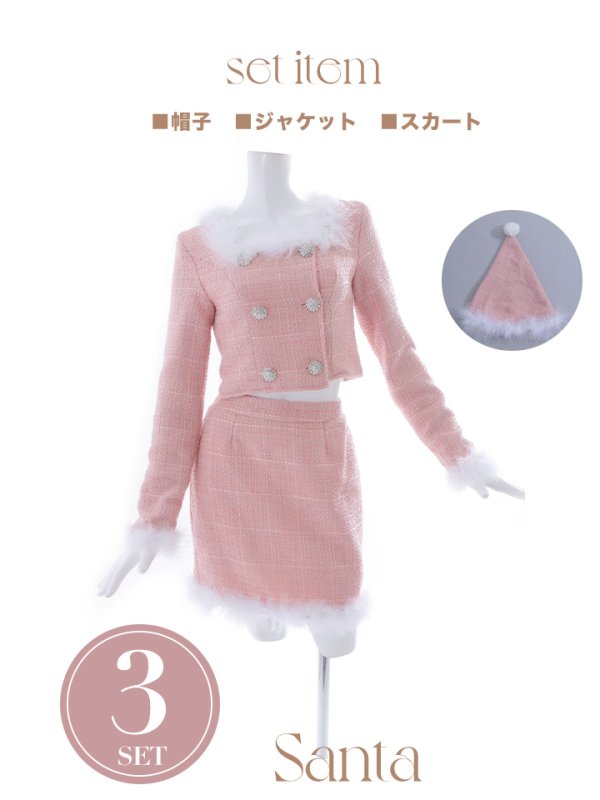 画像46: SALE!【サンタコス 3点セット】【XS-Lサイズ/2カラー】ロングスリーブツイードサンタコスプレ[YMT]