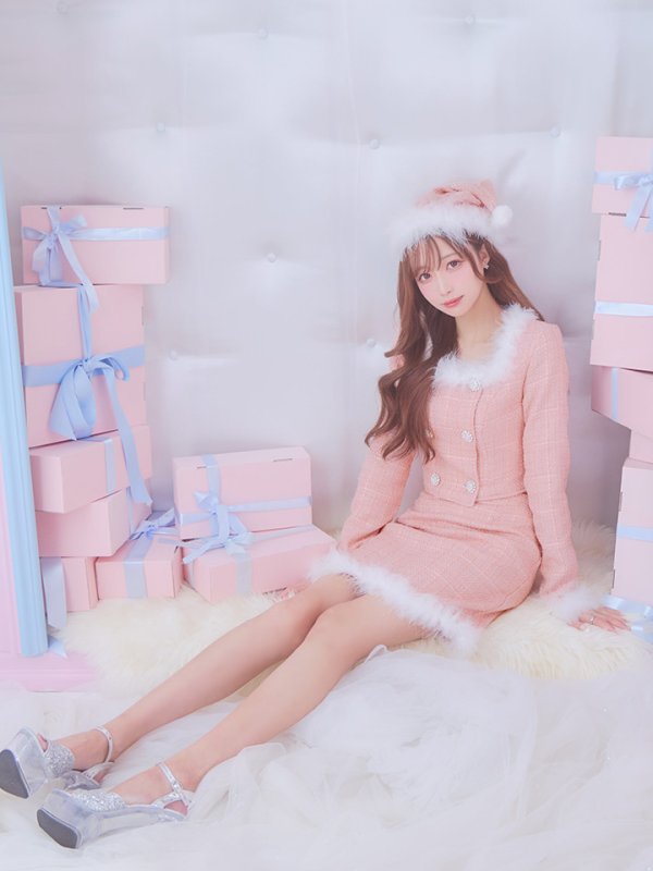 画像34: SALE!【サンタコス 3点セット】【XS-Lサイズ/2カラー】ロングスリーブツイードサンタコスプレ[YMT]