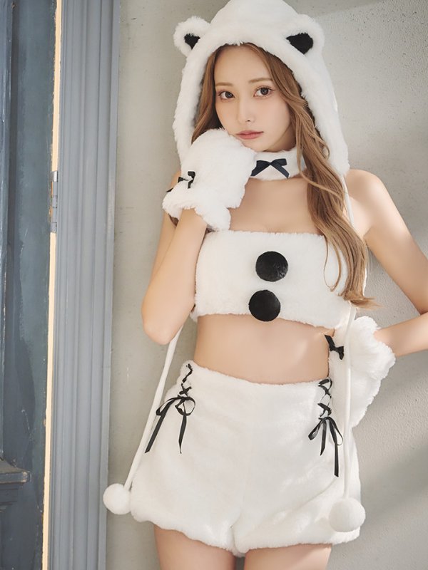 画像17: 【即日発送！】【サンタコス8点セット】【Fサイズ】もこもこシロクマセットアップ[YMT]