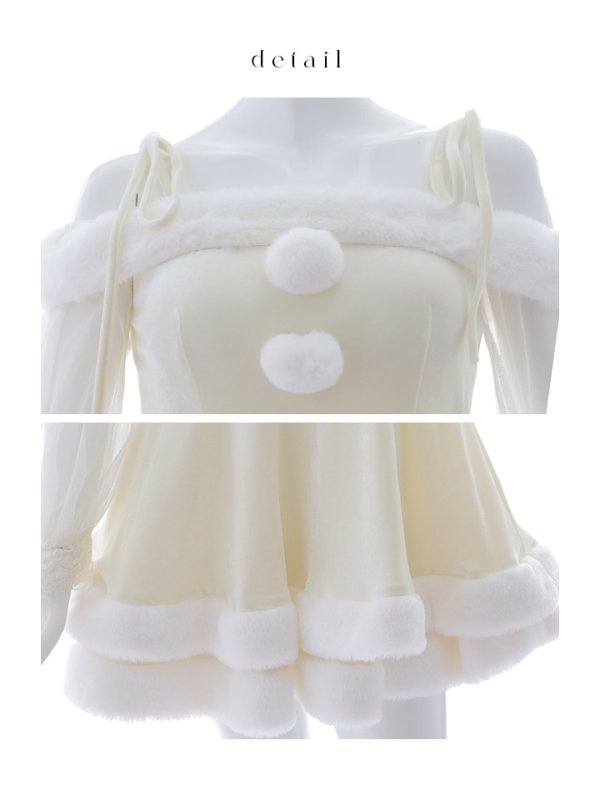 画像18: 【即日発送】【サンタコス 3点セット】【XS-XLサイズ/1カラー】オフショルダーシアーチュールフレアサンタコスプレ[OF01]