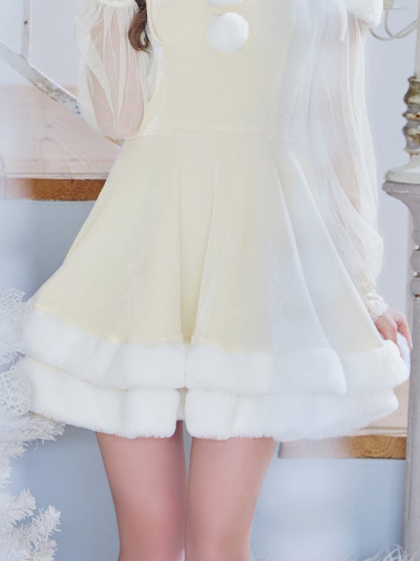 画像7: 【即日発送】【サンタコス 3点セット】【XS-XLサイズ/1カラー】オフショルダーシアーチュールフレアサンタコスプレ[OF01]