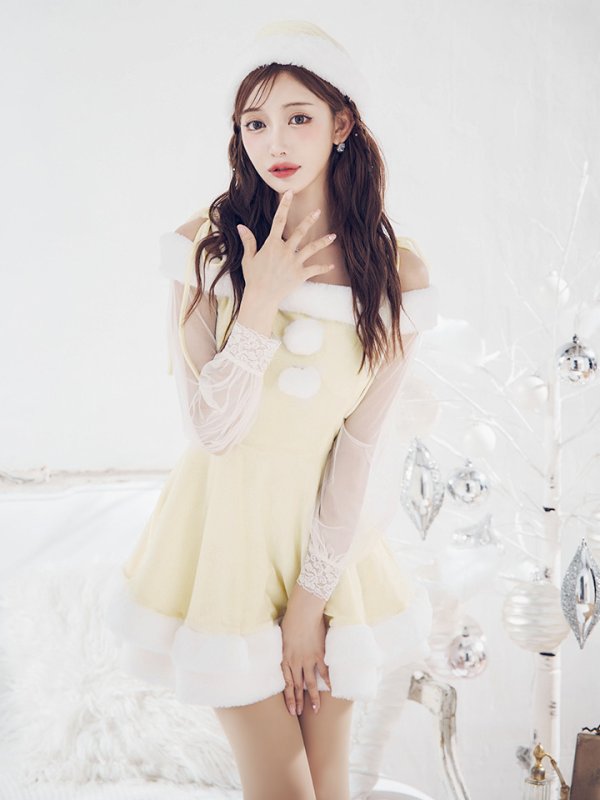 画像13: 【即日発送】【サンタコス 3点セット】【XS-XLサイズ/1カラー】オフショルダーシアーチュールフレアサンタコスプレ[OF01]