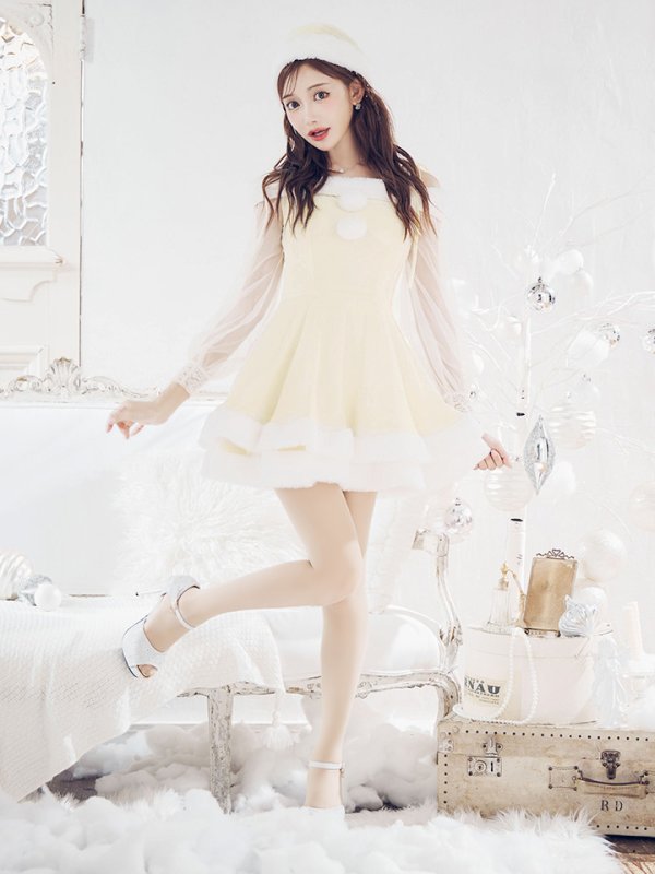 画像15: 【即日発送】【サンタコス 3点セット】【XS-XLサイズ/1カラー】オフショルダーシアーチュールフレアサンタコスプレ[OF01]