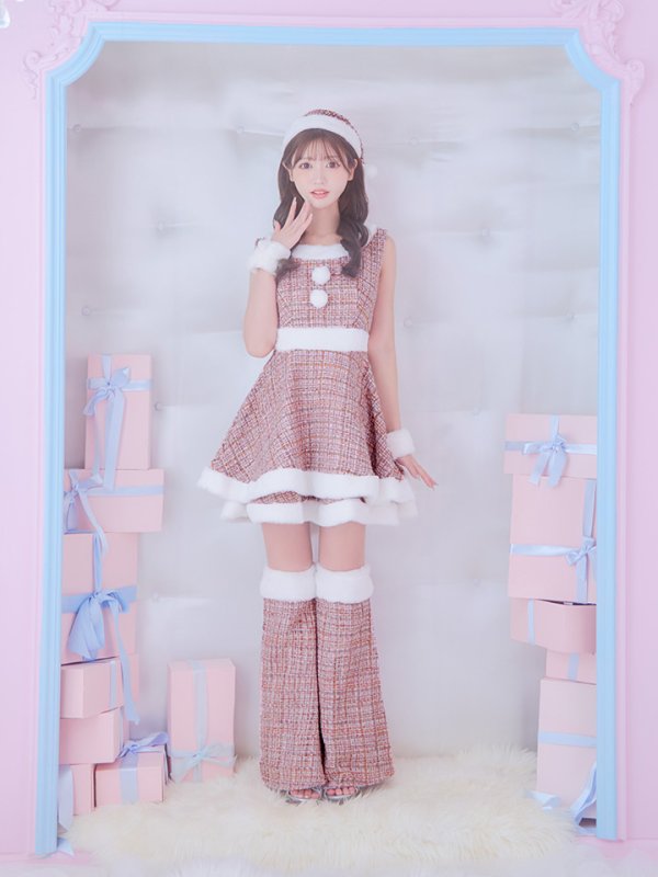 画像5: 即日発送!【サンタコス 5点セット】【S-Lサイズ/3カラー】ツイードチェック2段フレアスカートサンタコスプレ[HC02]