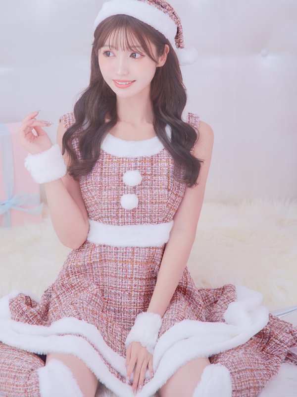 画像12: 即日発送!【サンタコス 5点セット】【S-Lサイズ/3カラー】ツイードチェック2段フレアスカートサンタコスプレ[HC02]