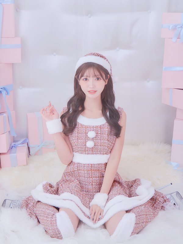 画像13: 即日発送!【サンタコス 5点セット】【S-Lサイズ/3カラー】ツイードチェック2段フレアスカートサンタコスプレ[HC02]