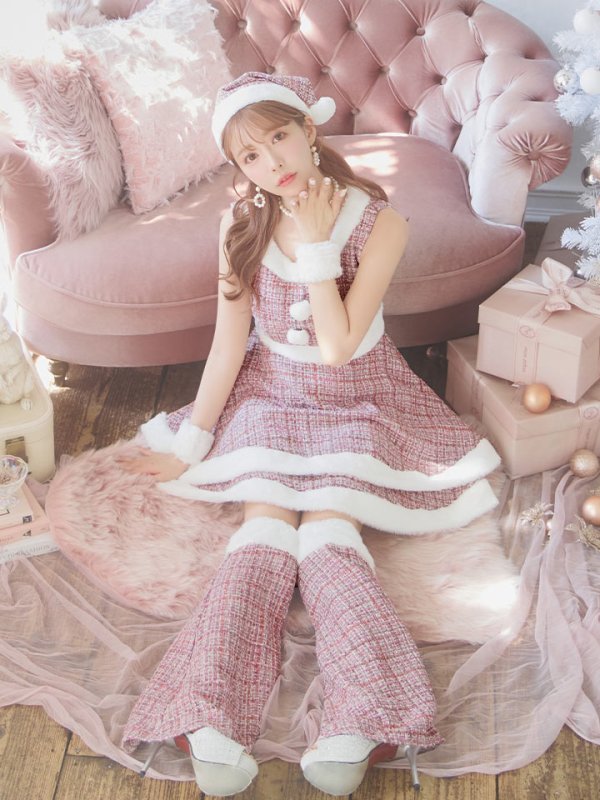 画像32: 即日発送!【サンタコス 5点セット】【S-Lサイズ/3カラー】ツイードチェック2段フレアスカートサンタコスプレ[YMT]