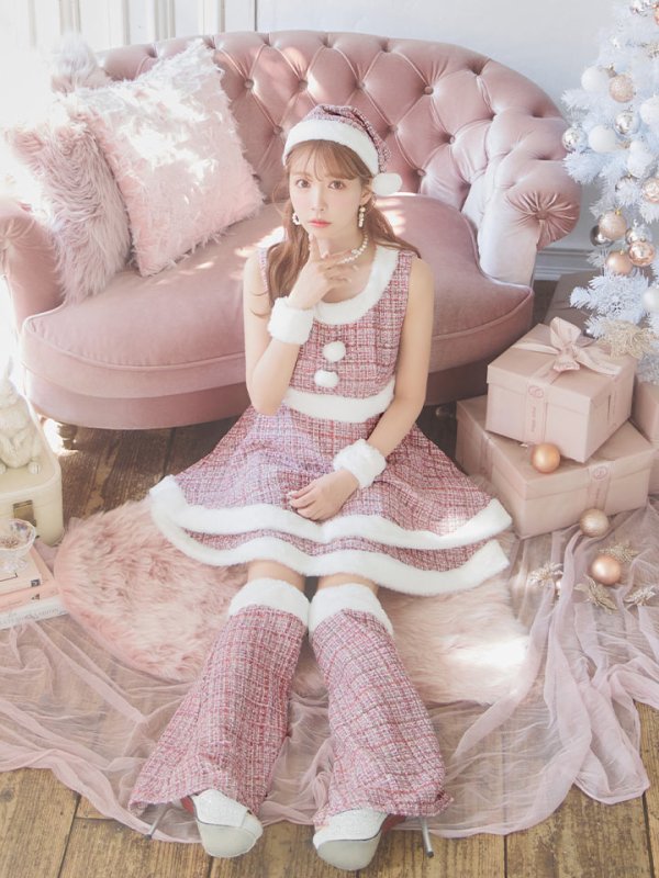 画像11: 即日発送!【サンタコス 5点セット】【S-Lサイズ/3カラー】ツイードチェック2段フレアスカートサンタコスプレ[YMT]