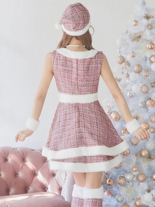 画像38: 即日発送!【サンタコス 5点セット】【S-Lサイズ/3カラー】ツイードチェック2段フレアスカートサンタコスプレ[YMT]