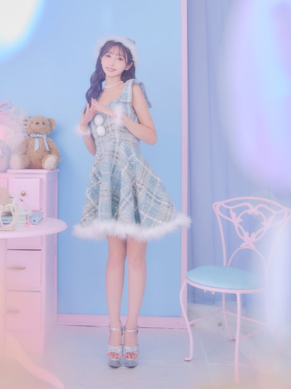 画像6: 即日発送!【サンタコス 4点セット】【S-Lサイズ/1カラー】フレアツイードサンタ[YMT]