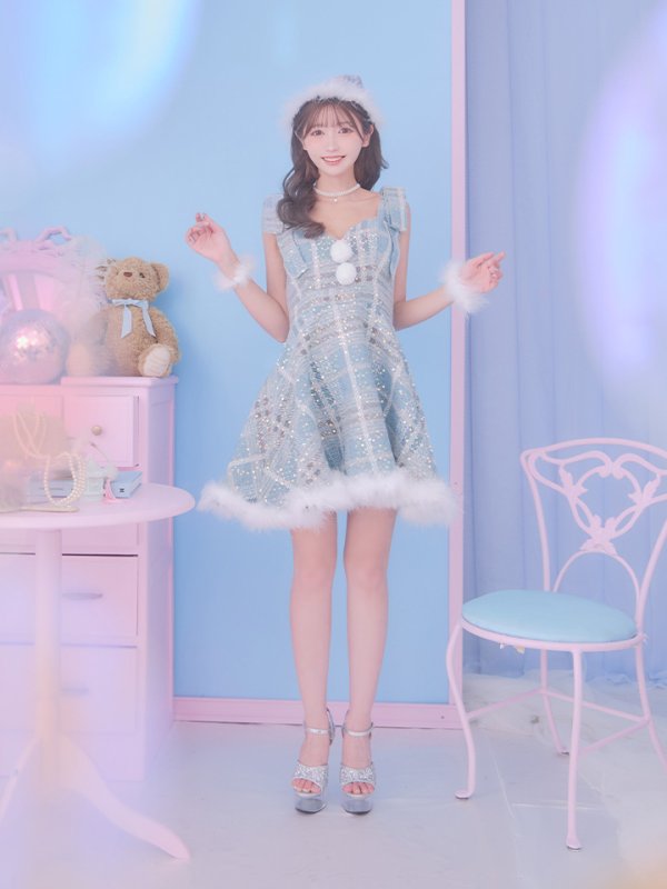 画像13: 即日発送!【サンタコス 4点セット】【S-Lサイズ/1カラー】フレアツイードサンタ[YMT]