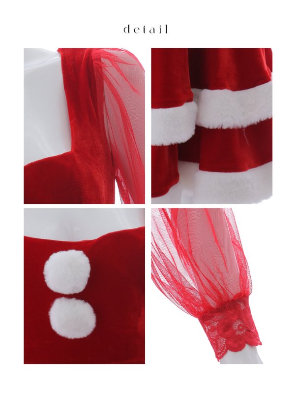 画像19: 【即日発送】【サンタコス 3点セット】【S-Lサイズ/1カラー】チュールシアーフレアサンタコスプレ[YMT]