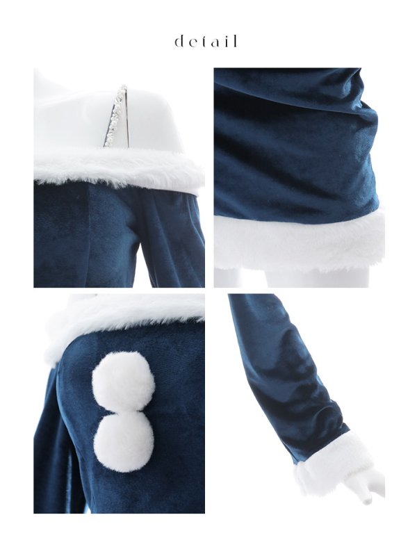 画像39: 【予約商品/11月下旬発送予定】【サンタコス 4点セット】【S-Lサイズ/2カラー】オフショルダーセットアップサンタコスプレ[OF01]