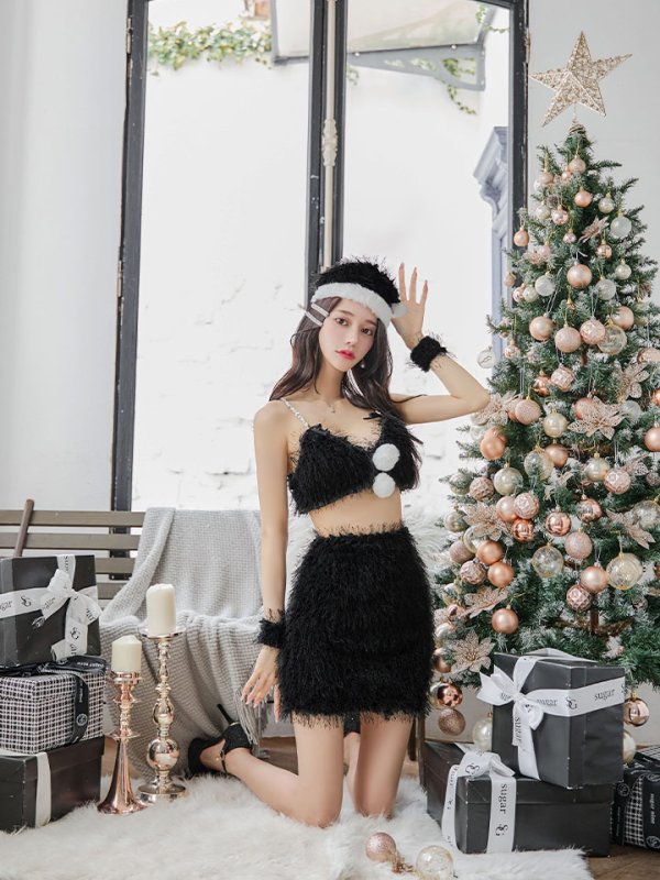 画像14: 【即日発送】【サンタコス 7点セット】【XS-Mサイズ/2カラー】バニーセットアップシャギーコスプレ[YMT]