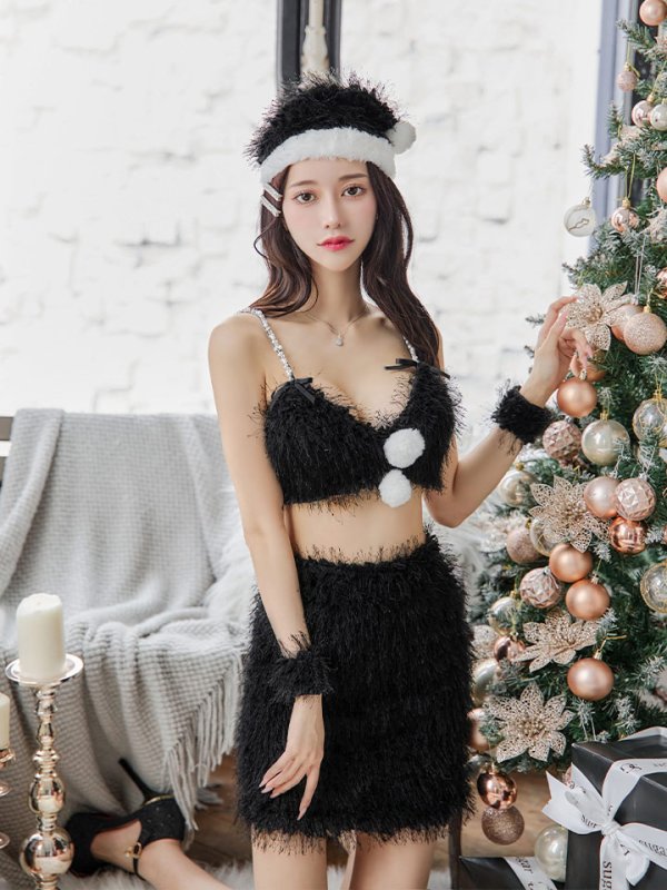 画像15: 【即日発送】【サンタコス 7点セット】【XS-Mサイズ/2カラー】バニーセットアップシャギーコスプレ[YMT]