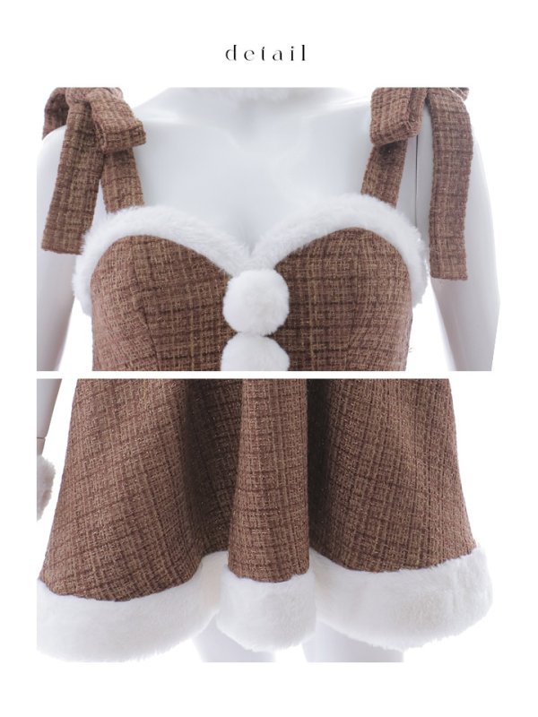 画像24: 【即日発送！】【サンタコス 7点セット】【XS-Mサイズ/1カラー】ツイードトナカイコスプレ[YMT]