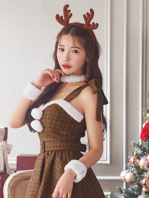 画像18: 【即日発送！】【サンタコス 7点セット】【XS-Mサイズ/1カラー】ツイードトナカイコスプレ[YMT]