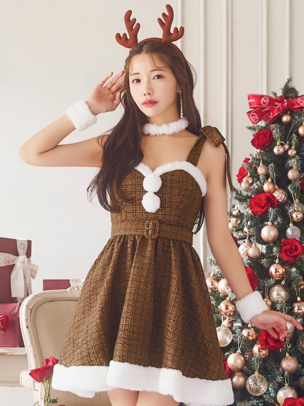 画像22: 【即日発送！】【サンタコス 7点セット】【XS-Mサイズ/1カラー】ツイードトナカイコスプレ[YMT]