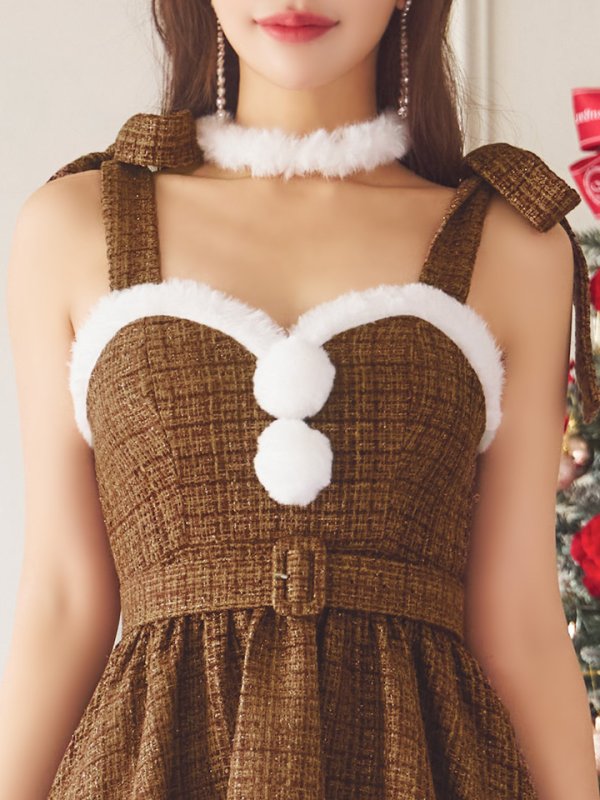 画像6: 【即日発送！】【サンタコス 7点セット】【XS-Mサイズ/1カラー】ツイードトナカイコスプレ[YMT]