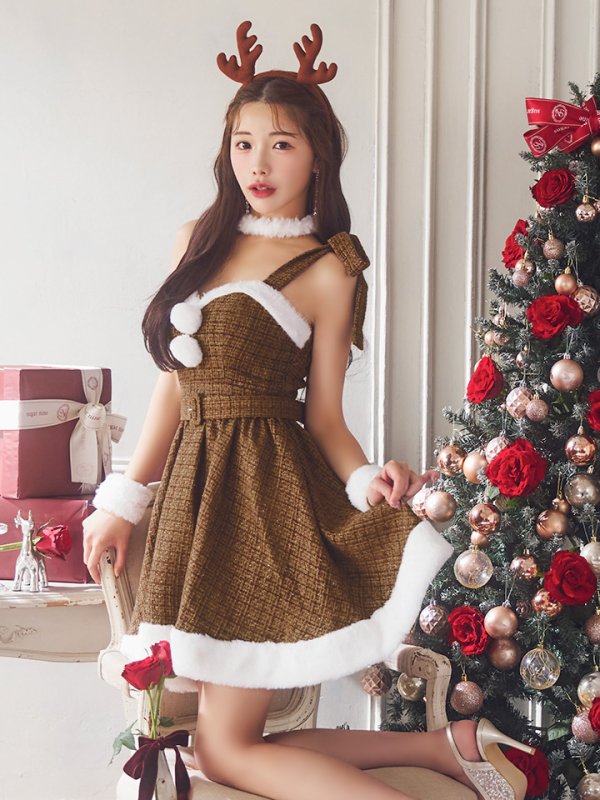 画像9: 【即日発送！】【サンタコス 7点セット】【XS-Mサイズ/1カラー】ツイードトナカイコスプレ[YMT]