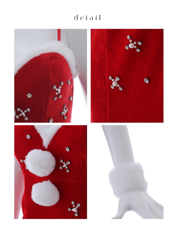 画像39: 【即日発送！】【サンタコス 4点セット】【XS-XLサイズ/2カラー】ビジュータイトキャミワンピサンタ[OF01]