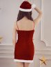画像6: 【即日発送！】【サンタコス 4点セット】【XS-XLサイズ/2カラー】ビジュータイトキャミワンピサンタ[YMT]