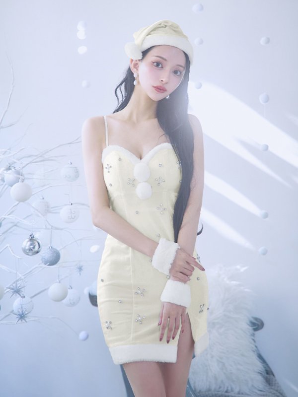 画像10: 【即日発送！】【サンタコス 4点セット】【XS-XLサイズ/2カラー】ビジュータイトキャミワンピサンタ[OF01]