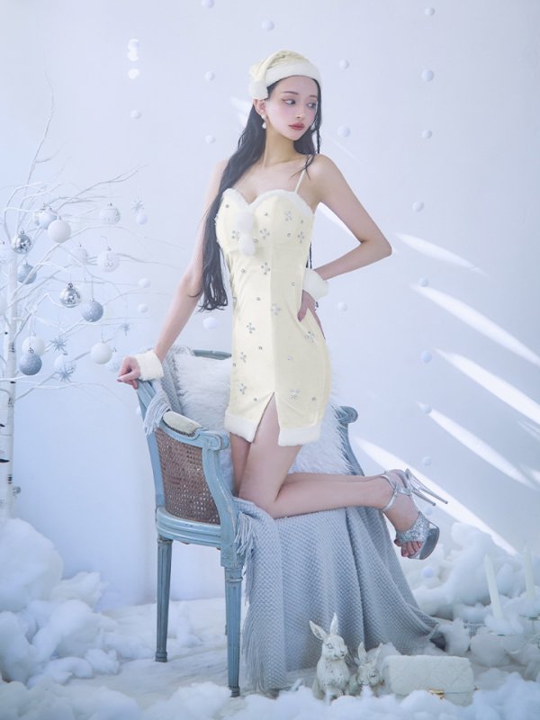 画像12: 【即日発送！】【サンタコス 4点セット】【XS-XLサイズ/2カラー】ビジュータイトキャミワンピサンタ[OF01]